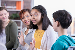 middle school students and counselor discussion group