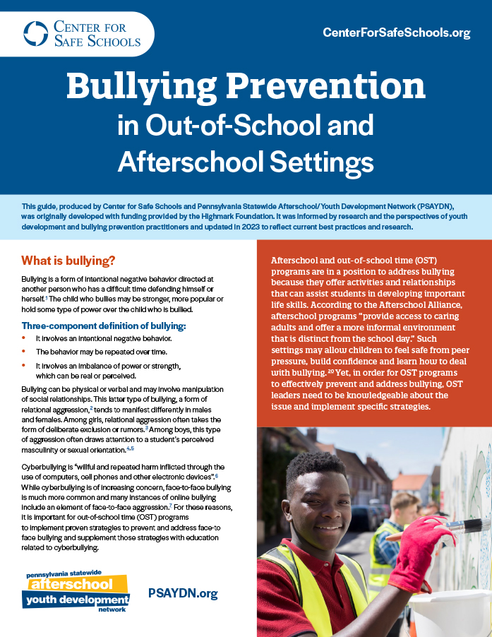 cover Bullying Prevention in Out of School Time and Afterschool Settings