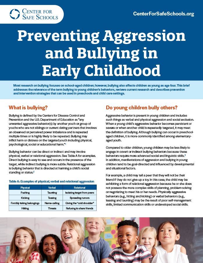 cover Preventing Aggression and Bullying in Early Childhood