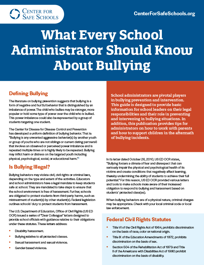 cover What Every School Administrator Should Know About Bullying