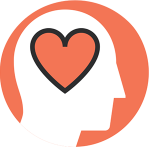 illustration of a heart shape on top of human-head icon