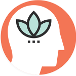 illustration of a lotus leaf on top of a human head shape icon