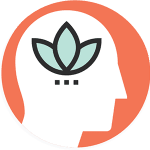 illustration of a lotus leaf on top of a human head shape icon