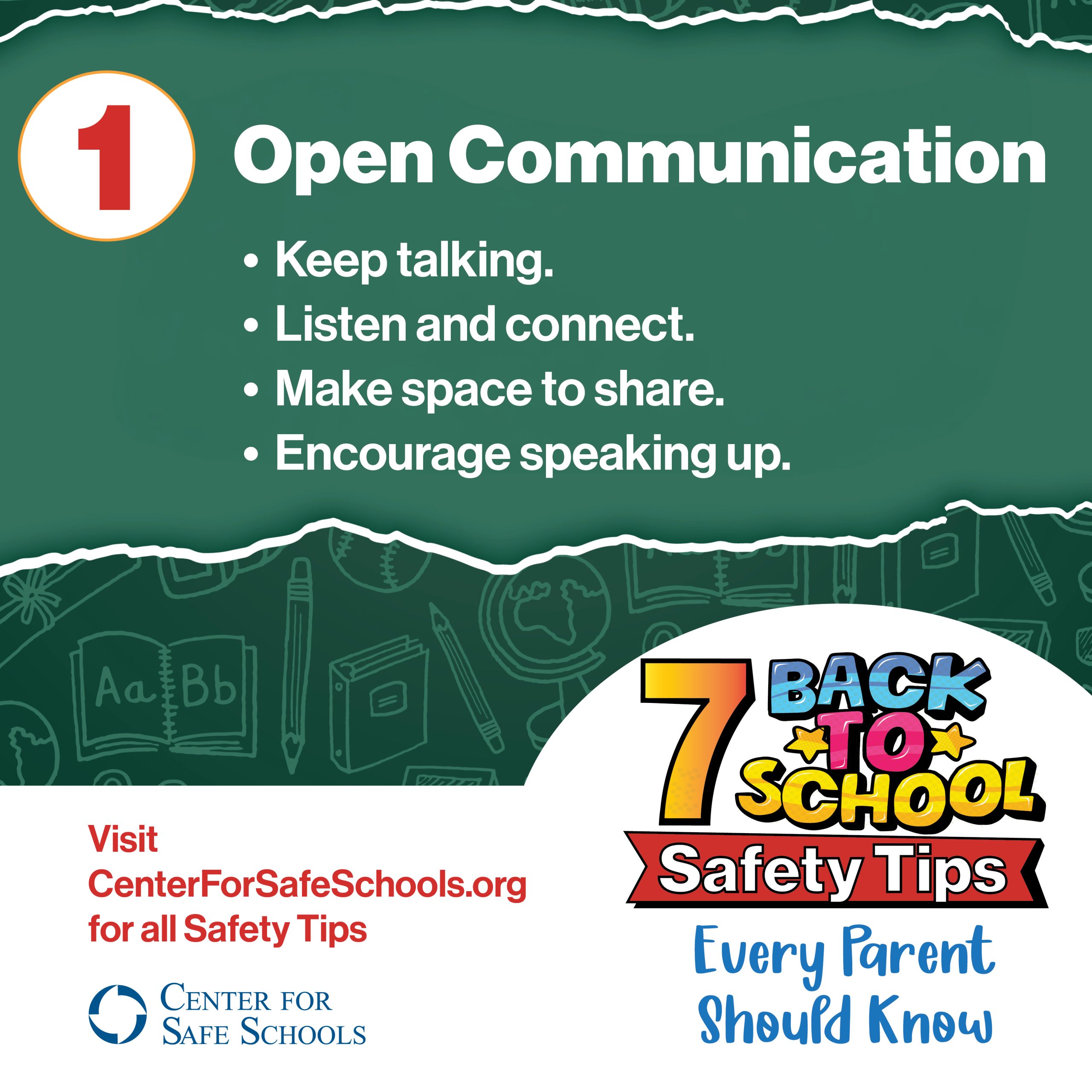 Open Communication. Keep talking. Listen and connect. Make space to share. Encourage speaking up.